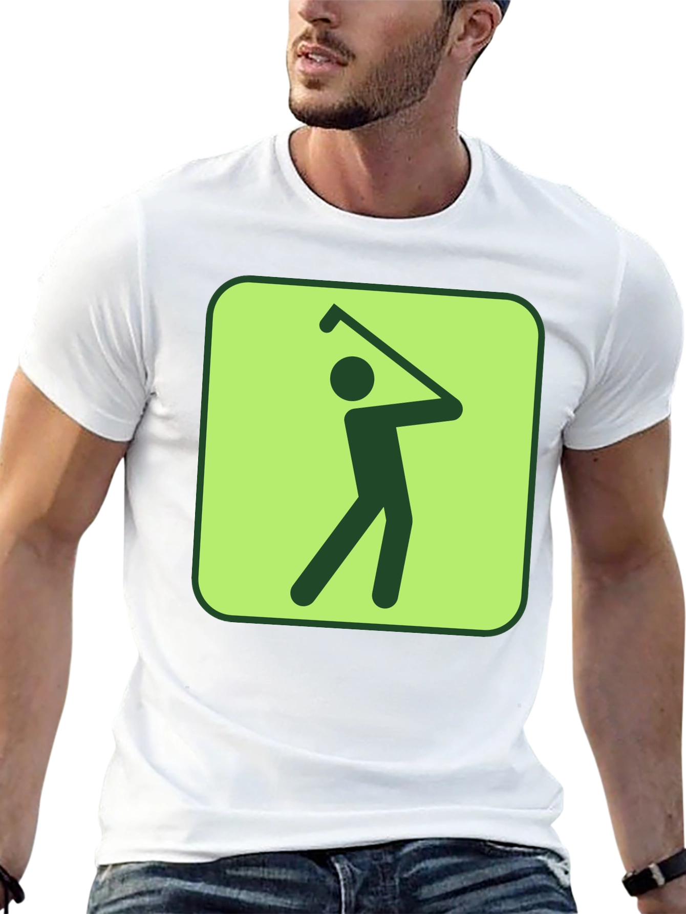 Golf Swing Graphic Tee - Black Cotton T-Shirt
