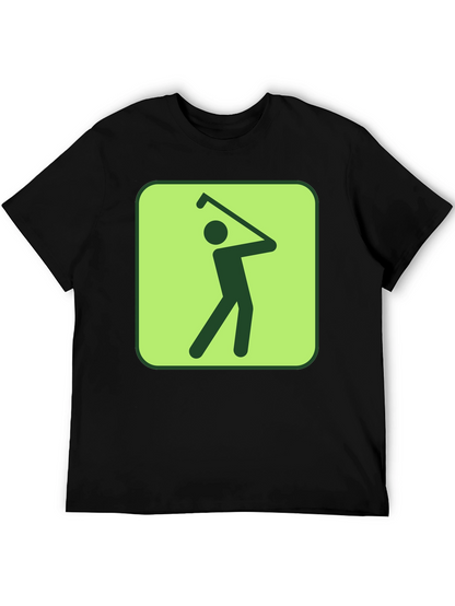 Golf Swing Graphic Tee - Black Cotton T-Shirt