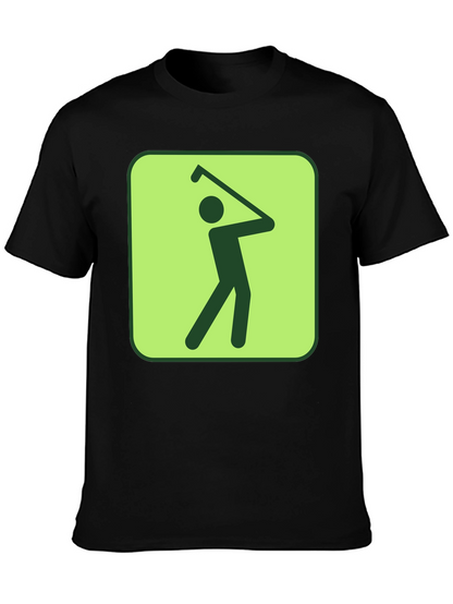 Golf Swing Graphic Tee - Black Cotton T-Shirt