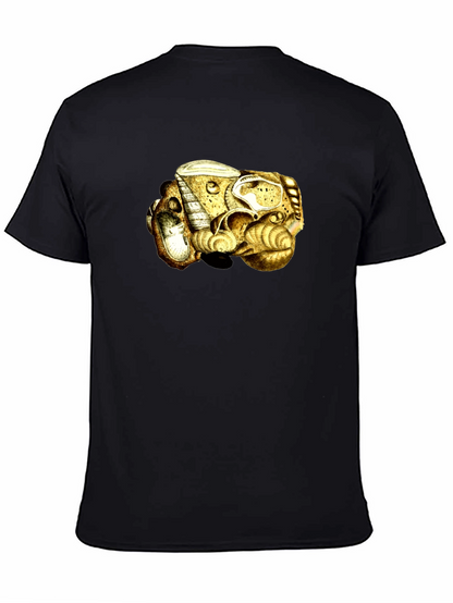 Abstract Golden Sea Shell Art Black T-Shirt