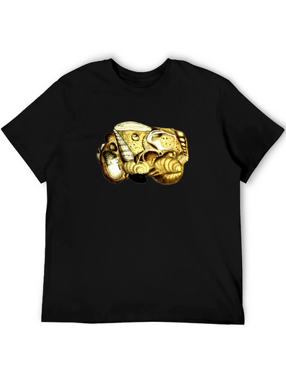 Abstract Golden Sea Shell Art Black T-Shirt