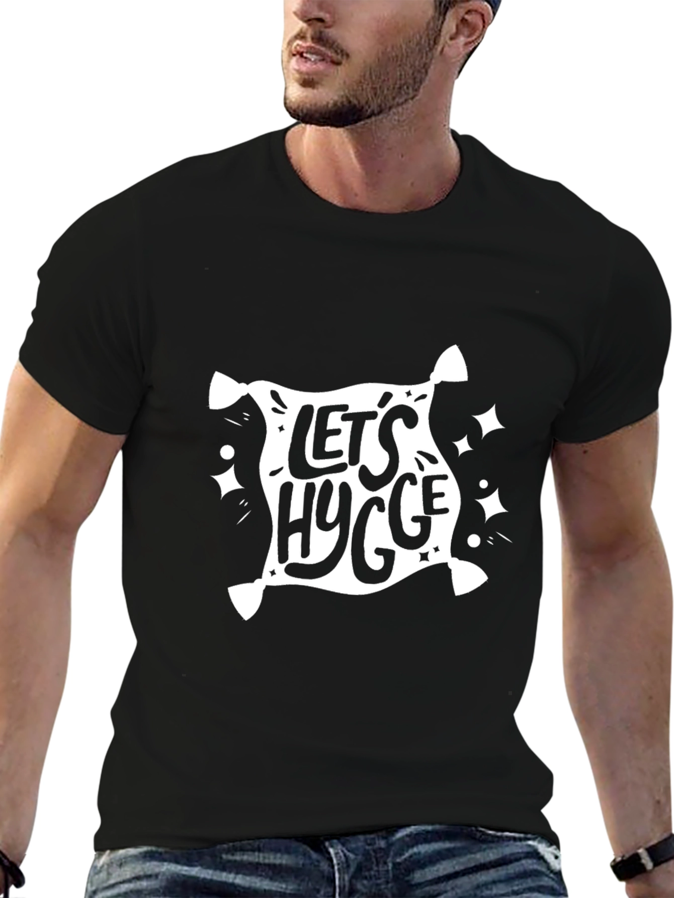 Lets Hygge Black Graphic Tee - Cozy & Stylish