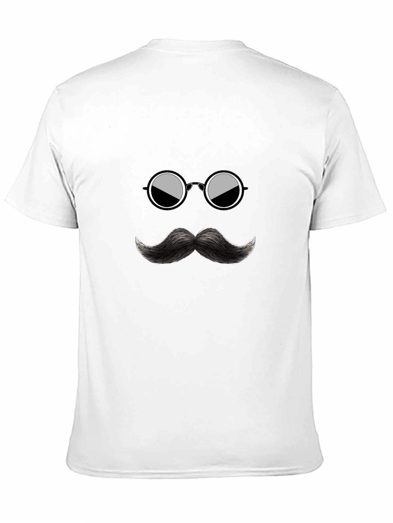 Cool Mustache & Glasses Graphic Black Tee