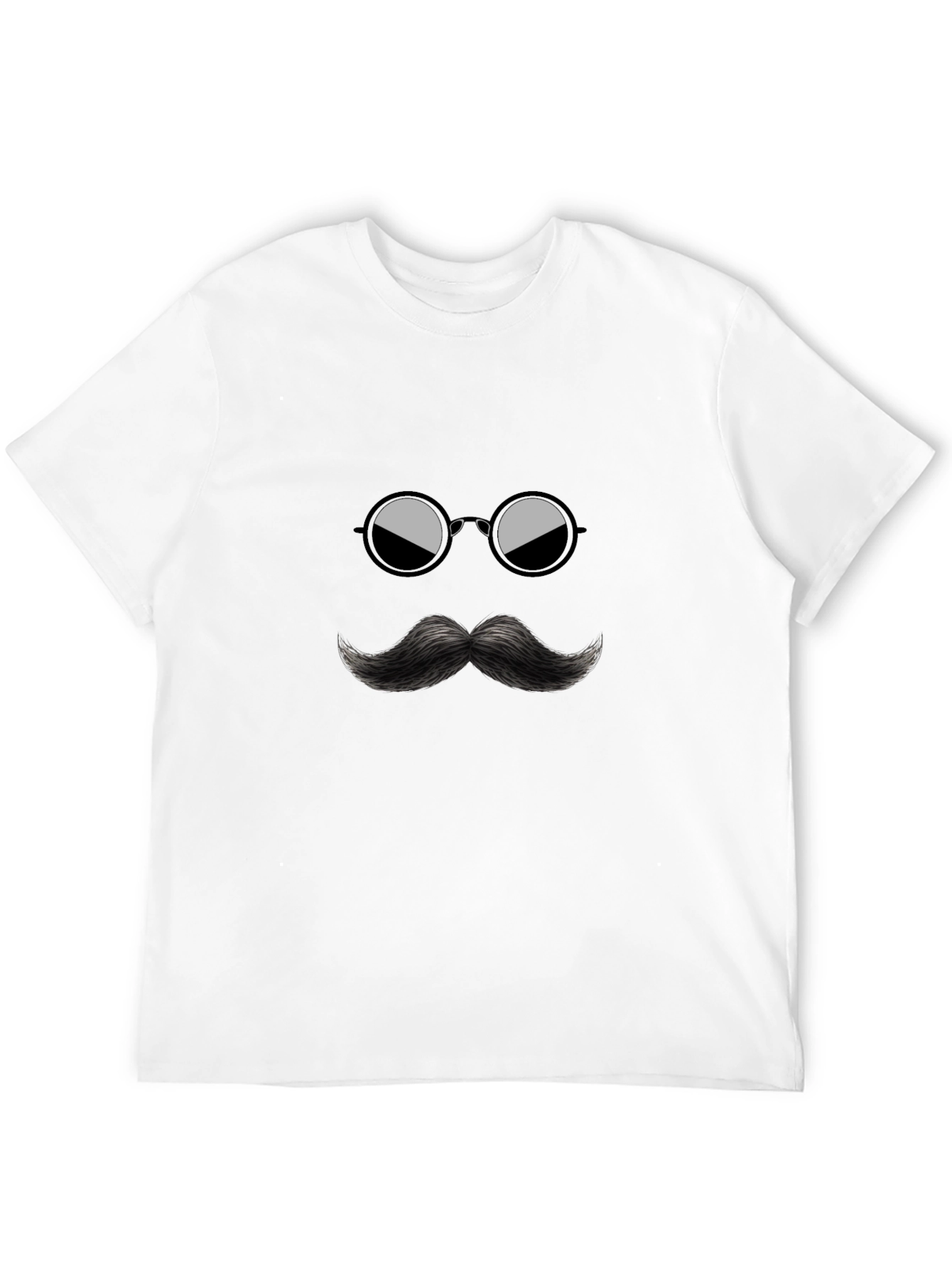 Cool Mustache & Glasses Graphic Black Tee