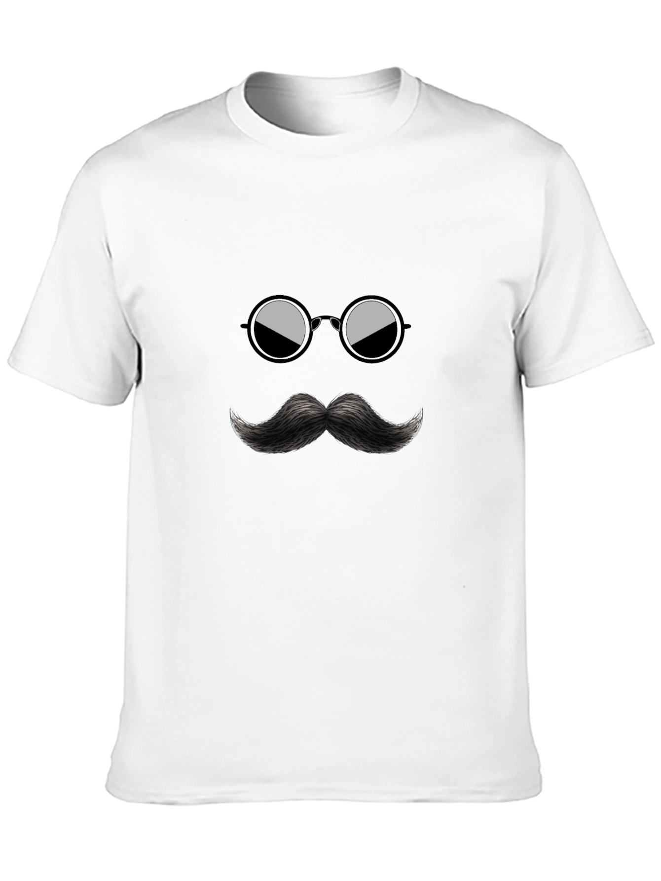 Cool Mustache & Glasses Graphic Black Tee