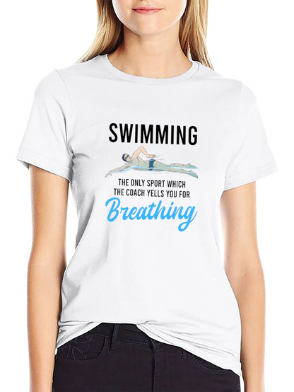 Funny Swimming T-Shirt - Breathing Pun Tee