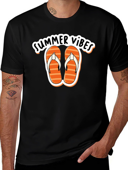 Summer Vibes Graphic Tee - Flip Flops Design