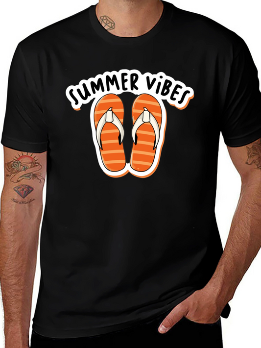 Summer Vibes Graphic Tee - Flip Flops Design