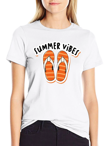 Summer Vibes Graphic Tee - Flip Flops Design
