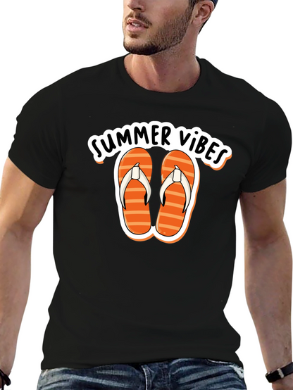 Summer Vibes Graphic Tee - Flip Flops Design