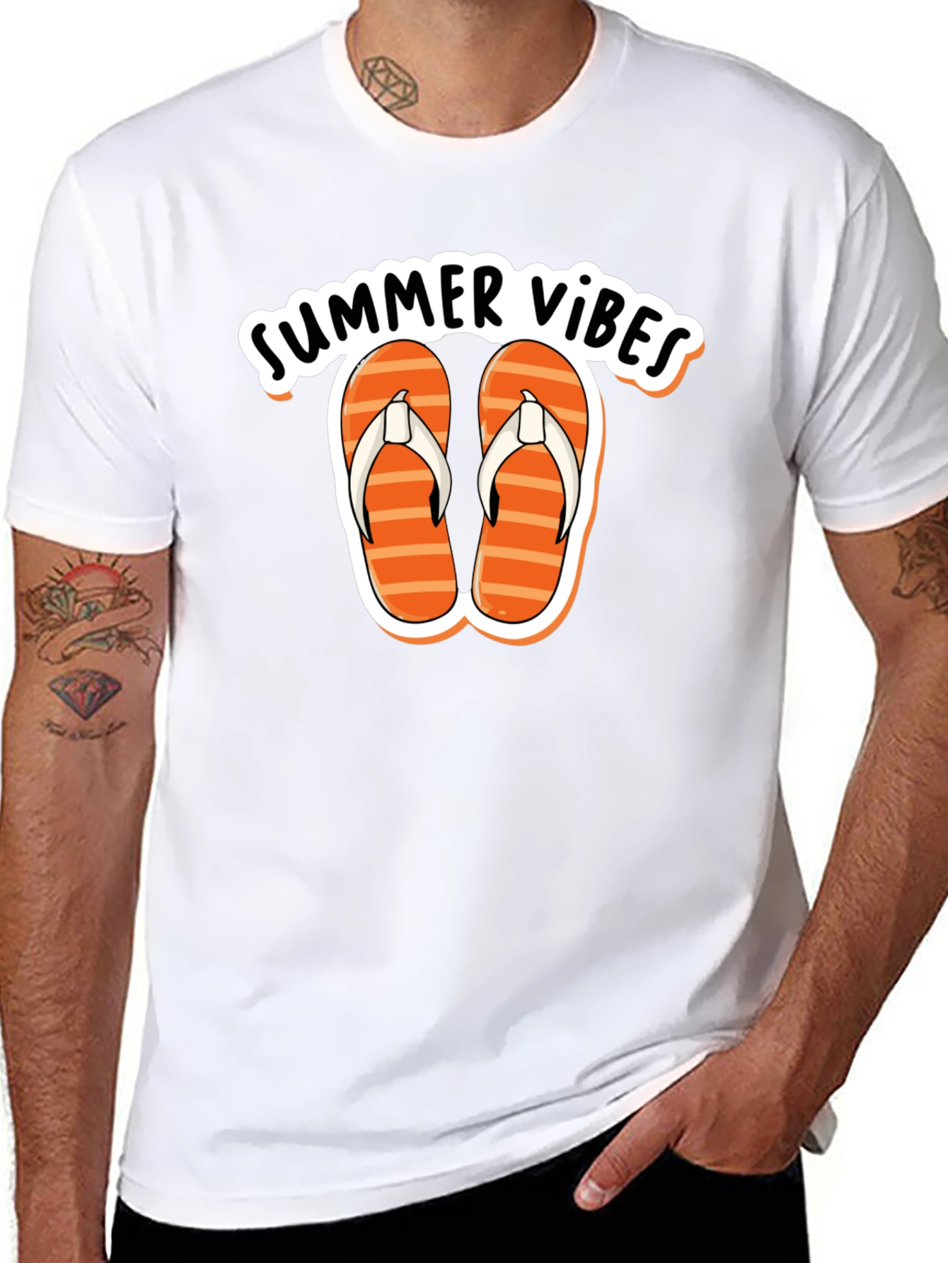 Summer Vibes Graphic Tee - Flip Flops Design