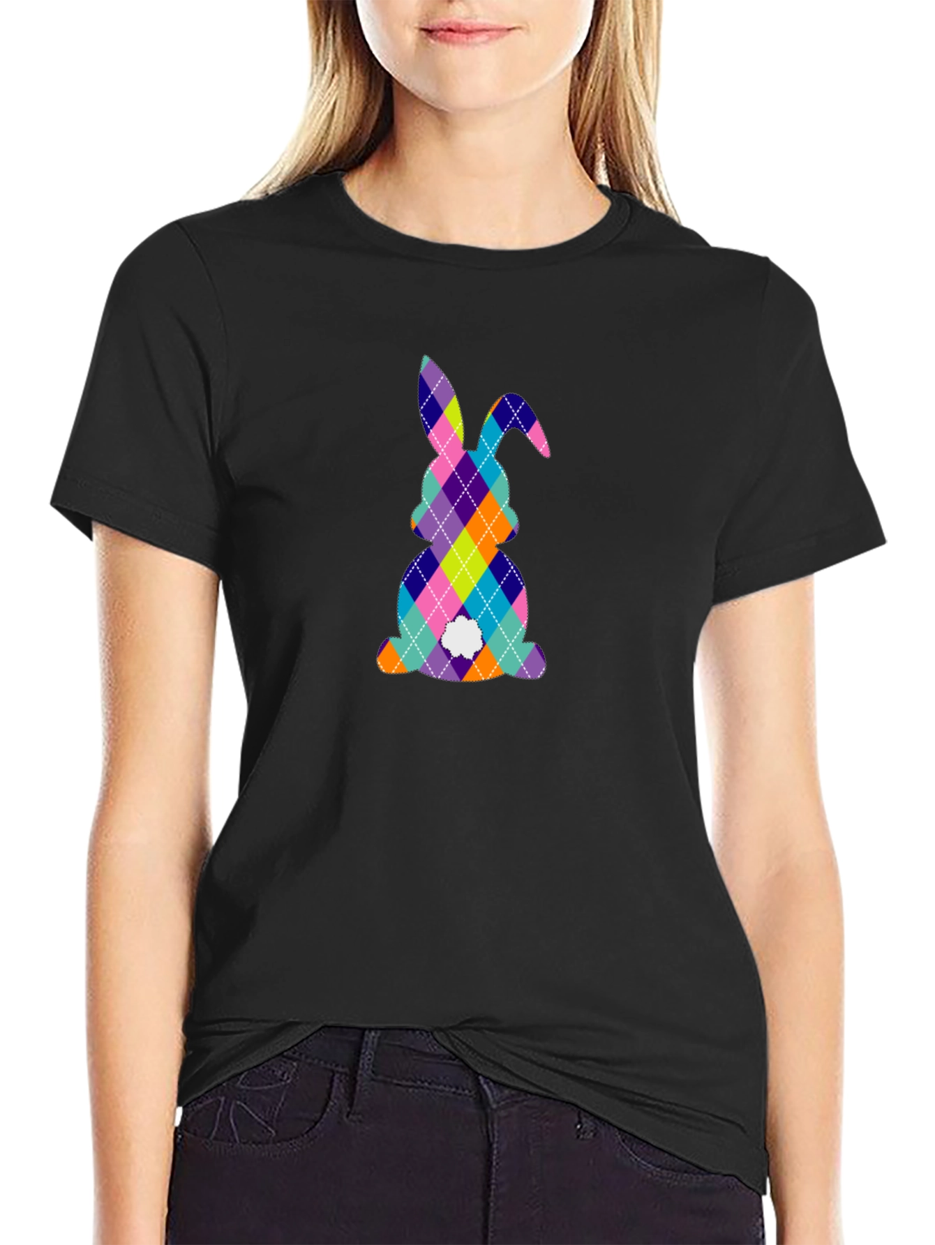 Easter Bunny Argyle Pattern T-Shirt