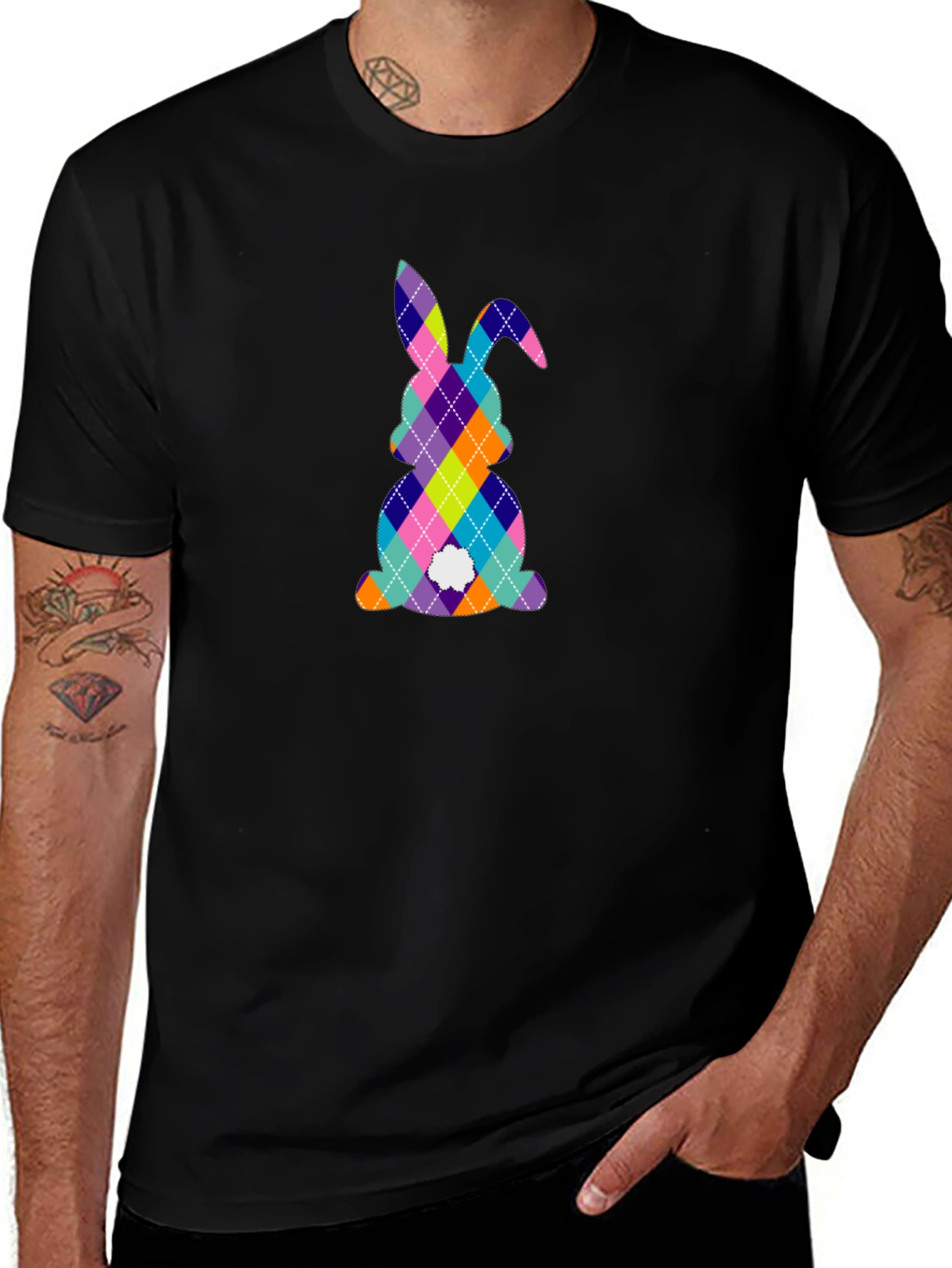 Easter Bunny Argyle Pattern T-Shirt