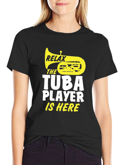 Relax Tuba Player Is Here Black Graphic Tee