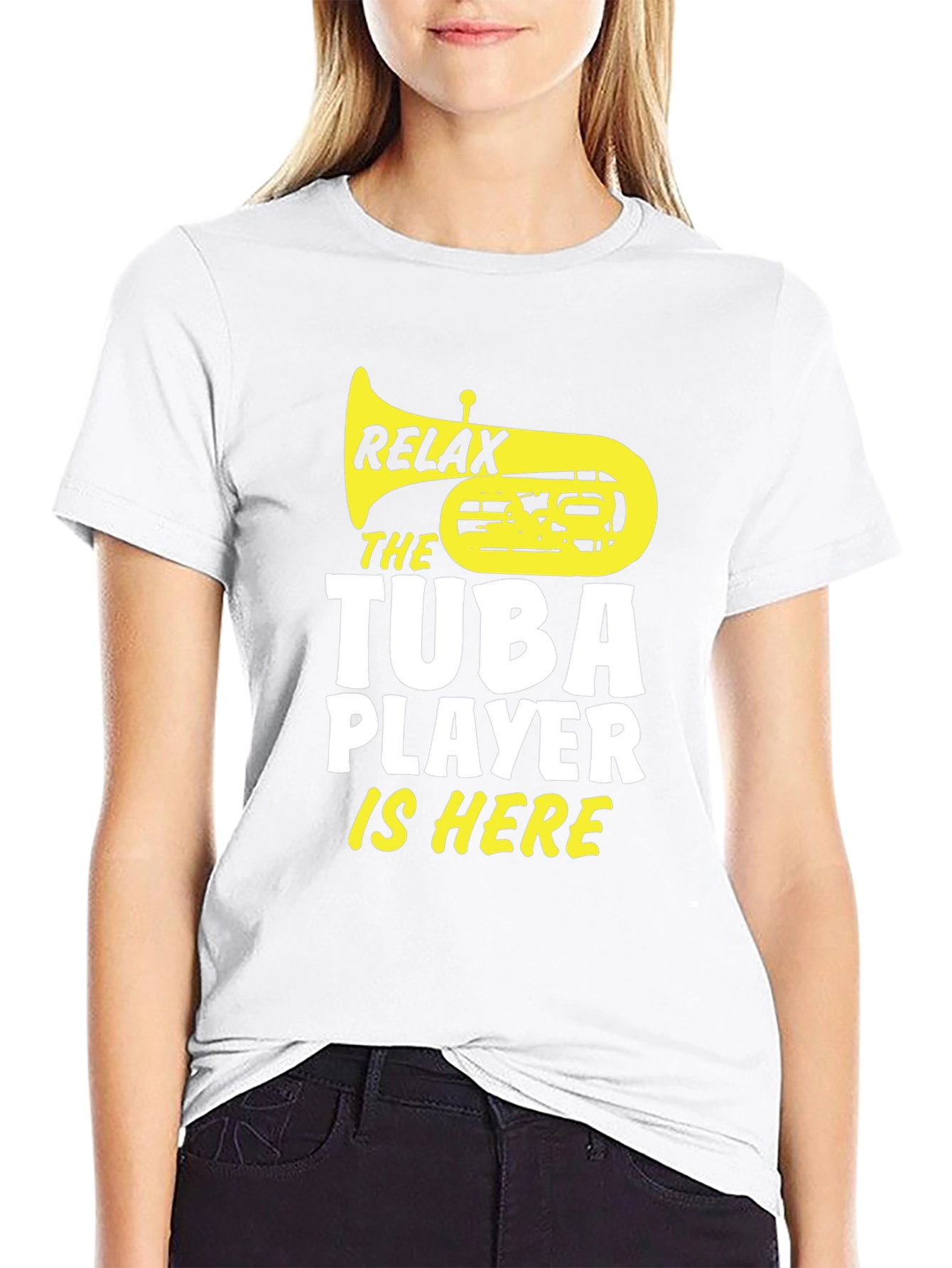Relax Tuba Player Is Here Black Graphic Tee