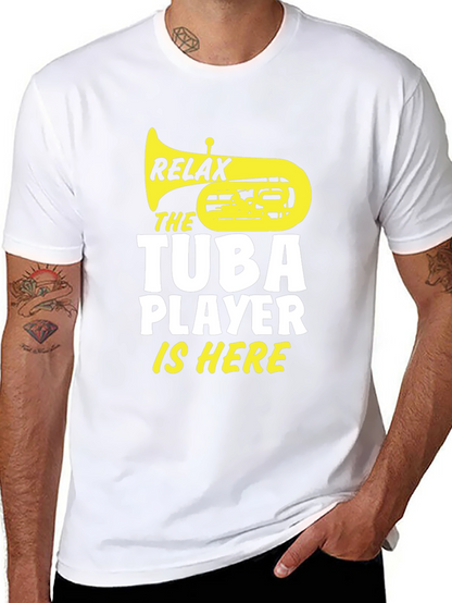Relax Tuba Player Is Here Black Graphic Tee