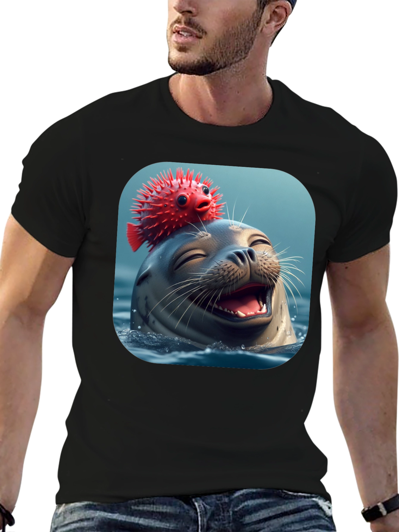 Seal and Pufferfish Graphic Tee
