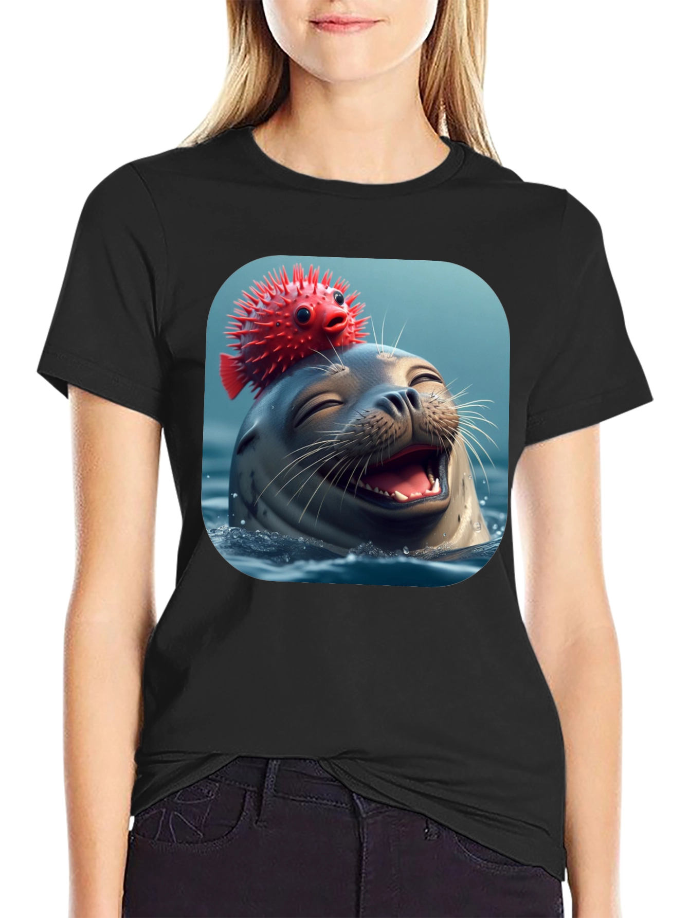 Seal and Pufferfish Graphic Tee