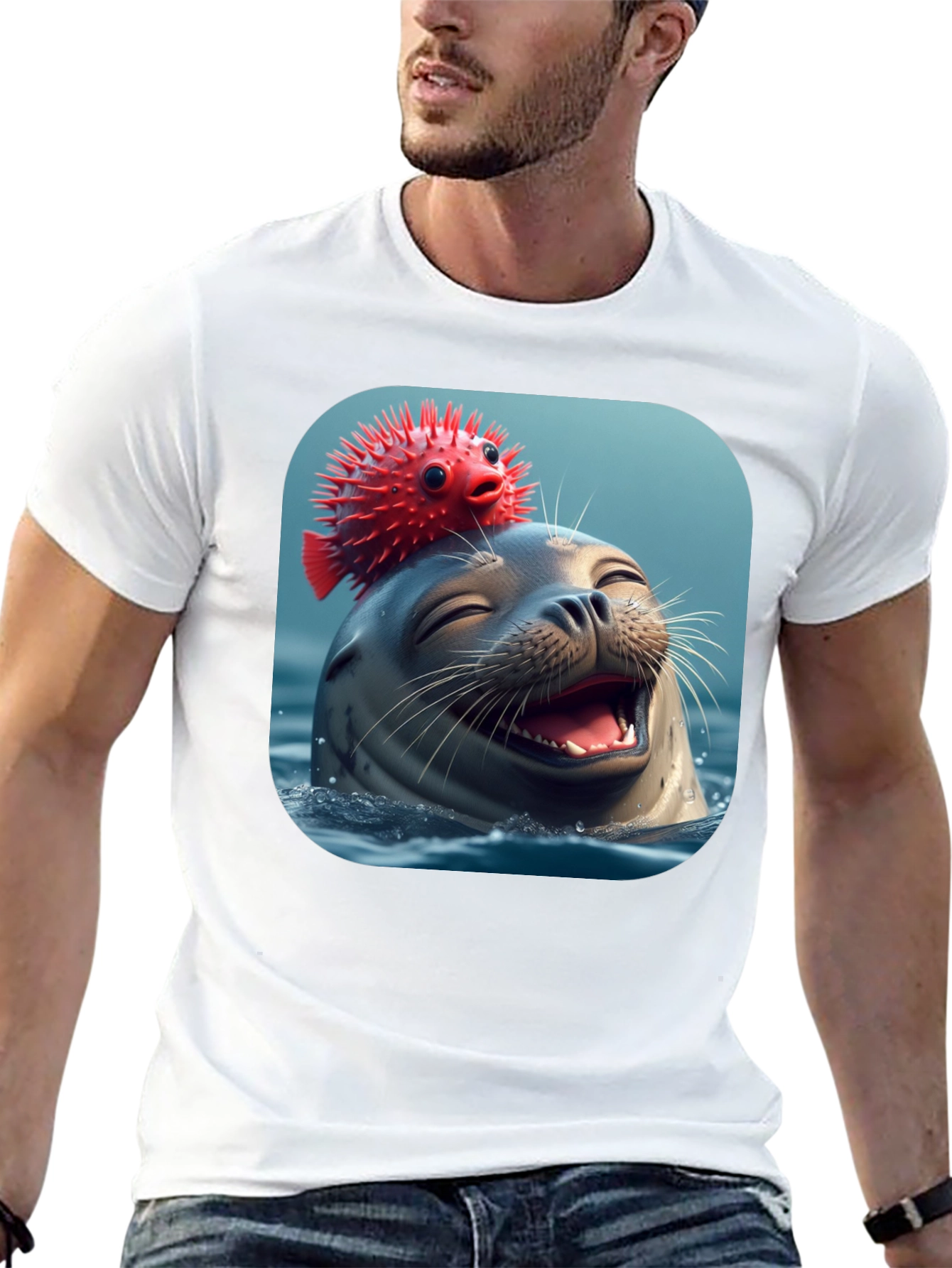 Seal and Pufferfish Graphic Tee