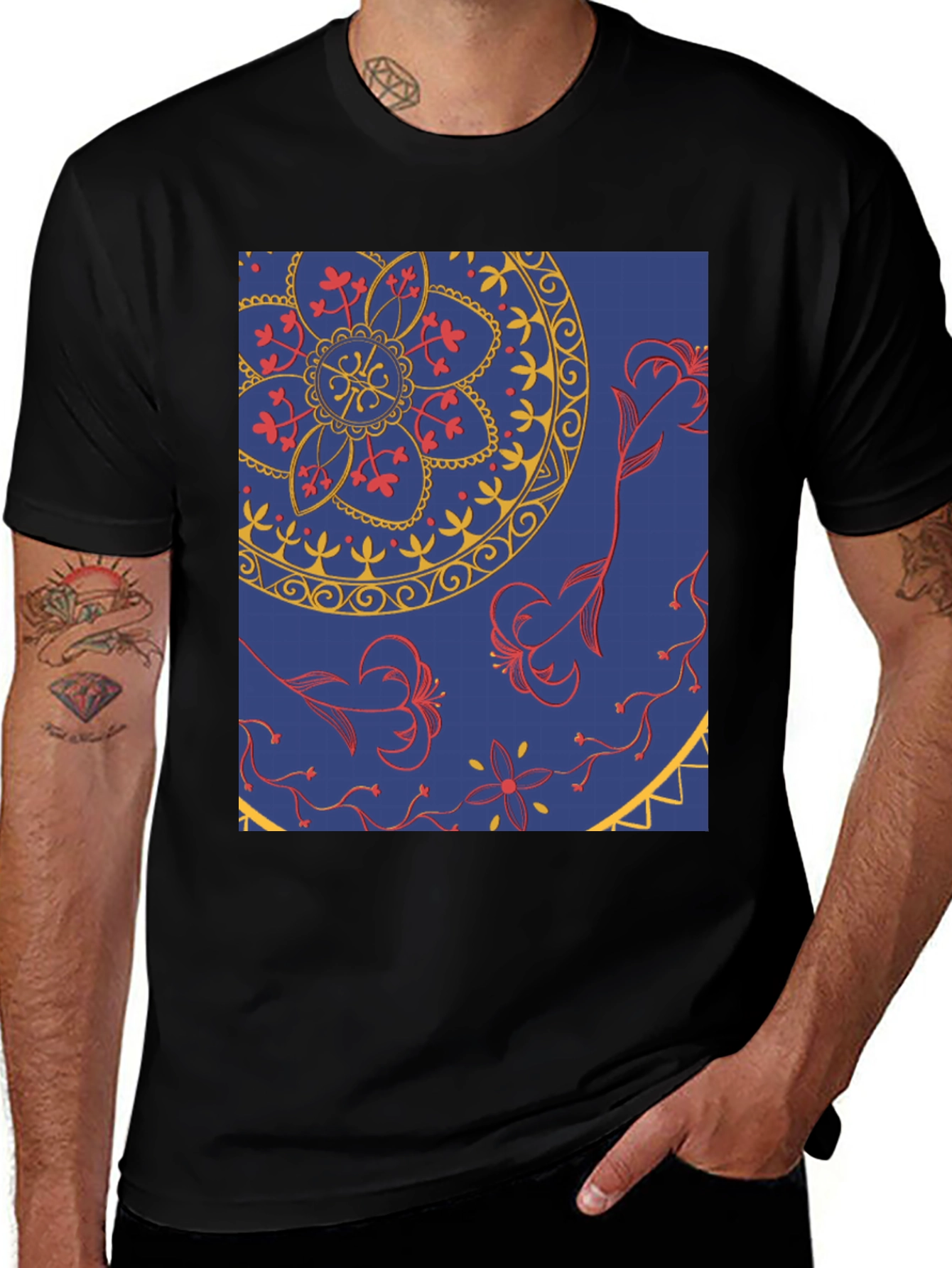 Blue Mandala Graphic Tee - Stylish Print T-Shirt