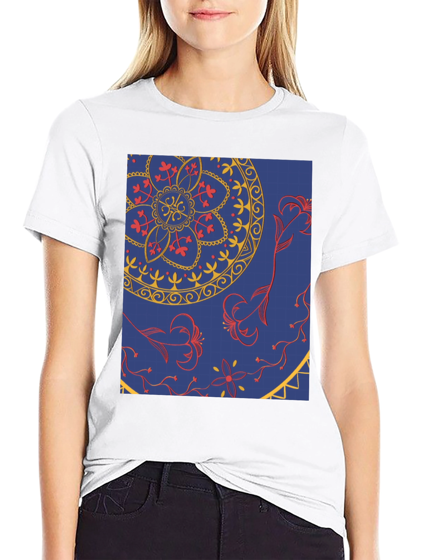 Blue Mandala Graphic Tee - Stylish Print T-Shirt