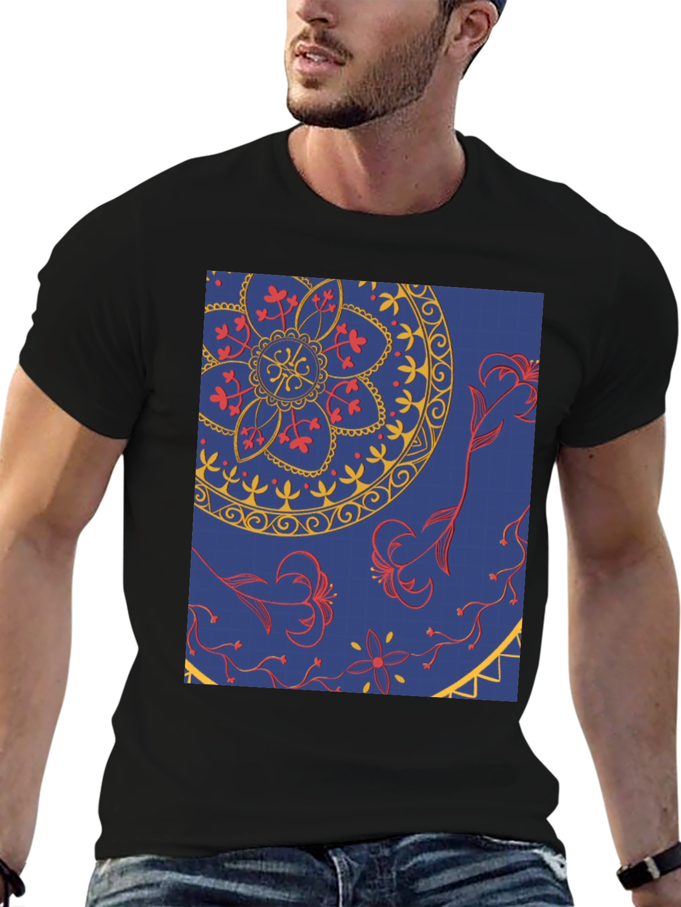 Blue Mandala Graphic Tee - Stylish Print T-Shirt