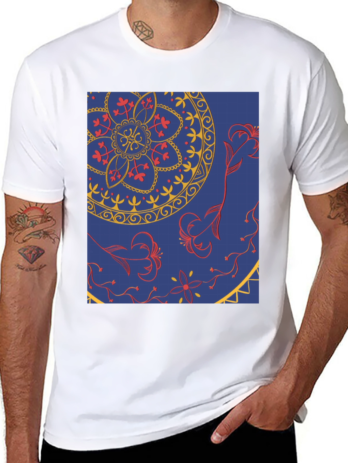 Blue Mandala Graphic Tee - Stylish Print T-Shirt