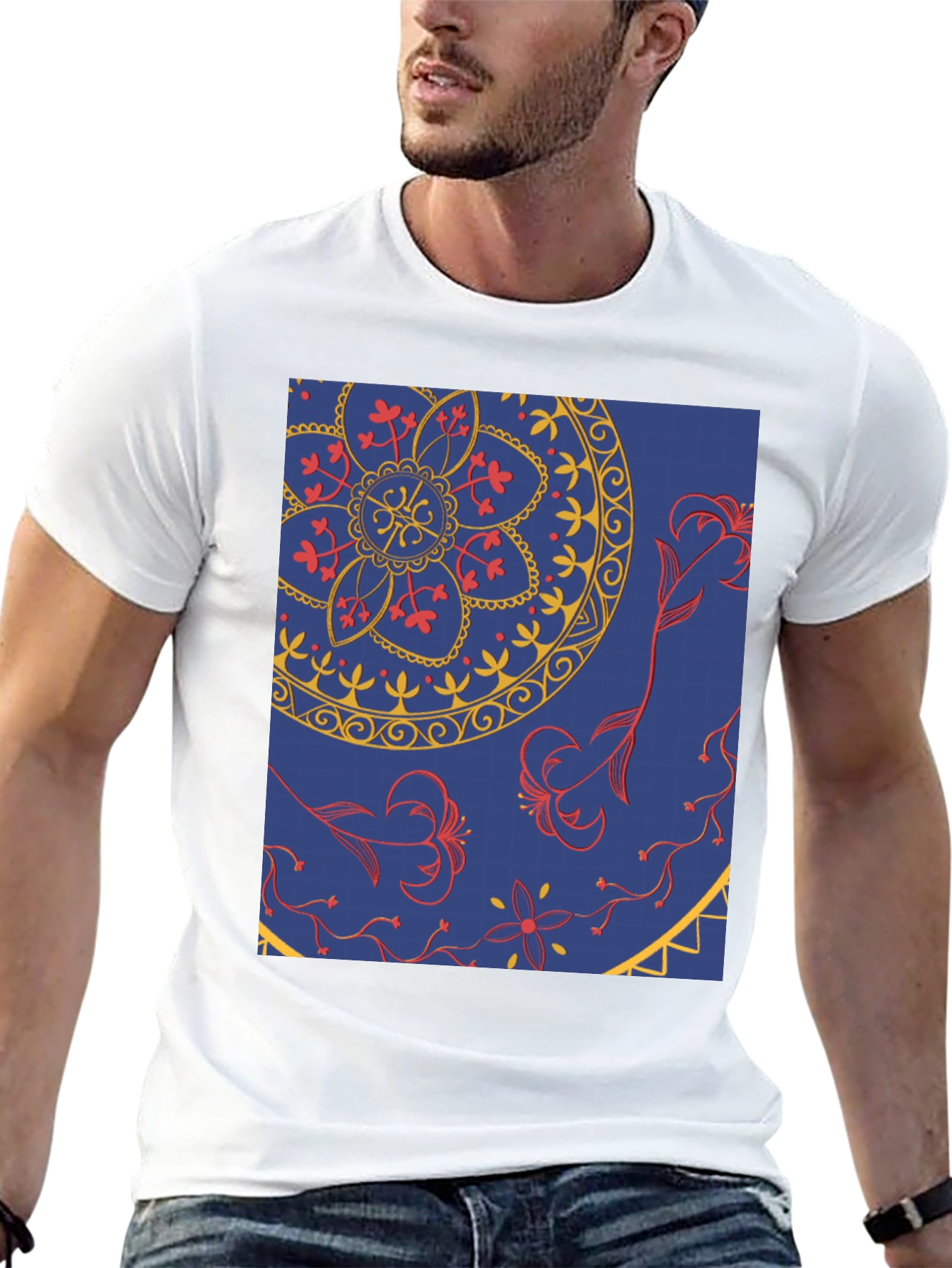Blue Mandala Graphic Tee - Stylish Print T-Shirt