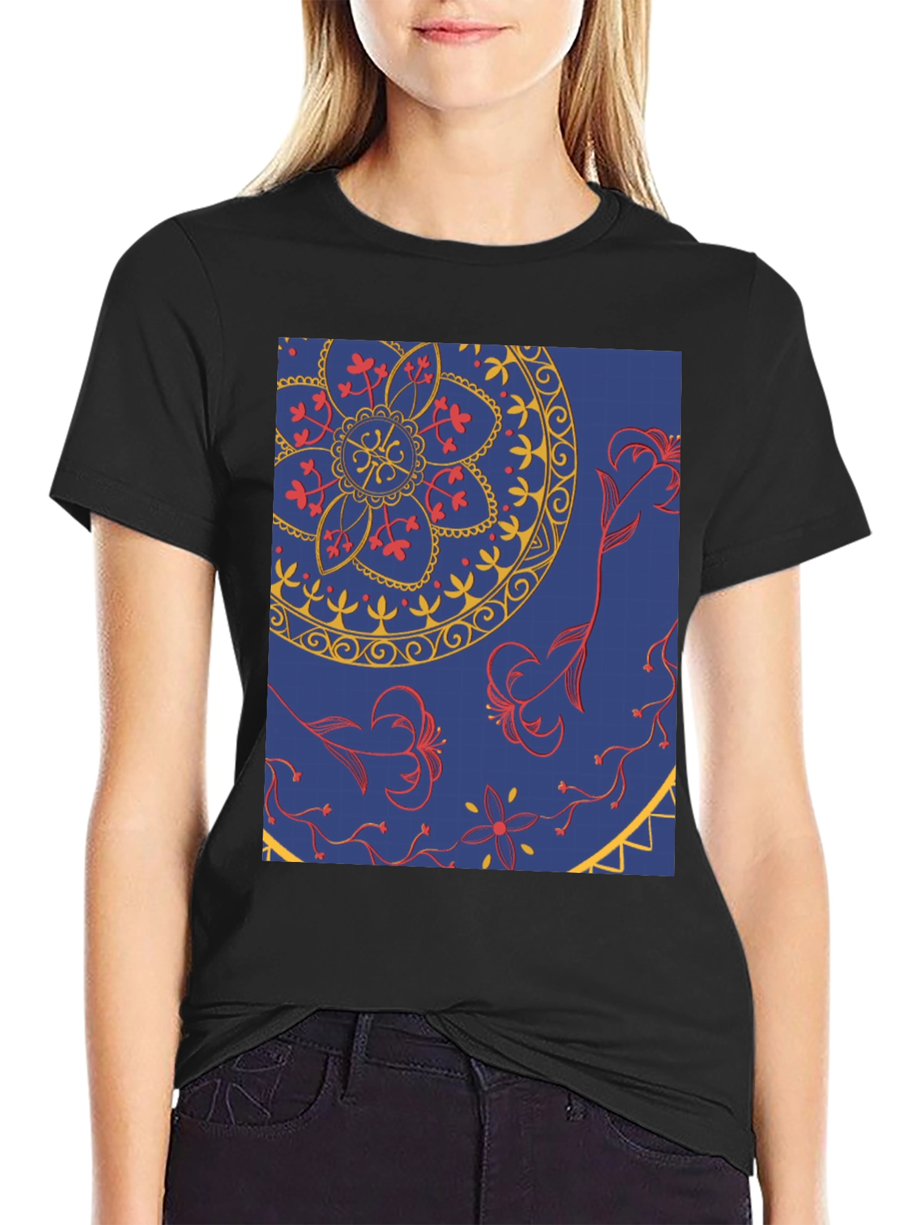 Blue Mandala Graphic Tee - Stylish Print T-Shirt