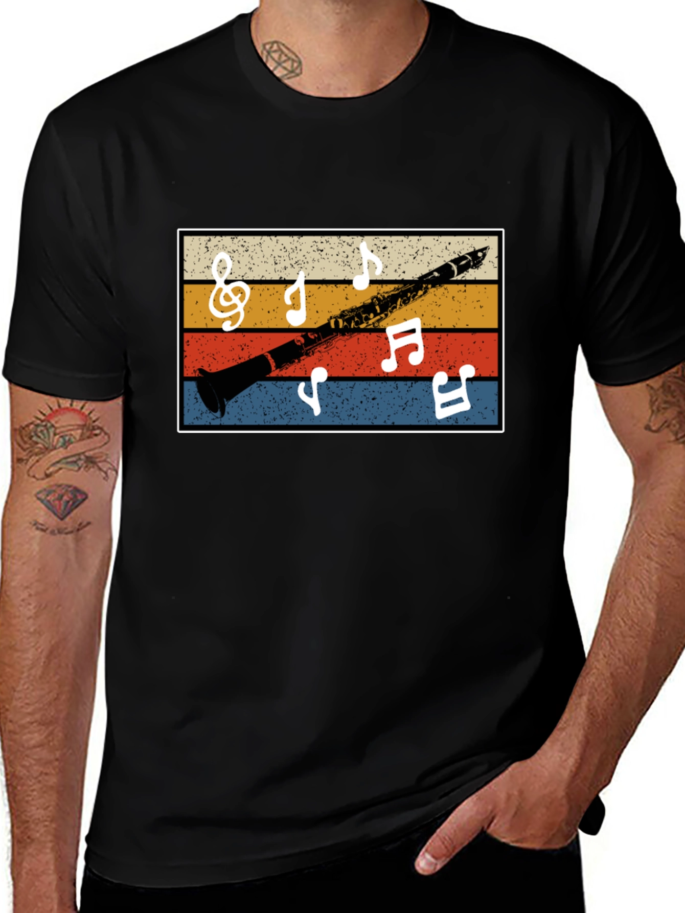 Retro Clarinet Music Notes Tee