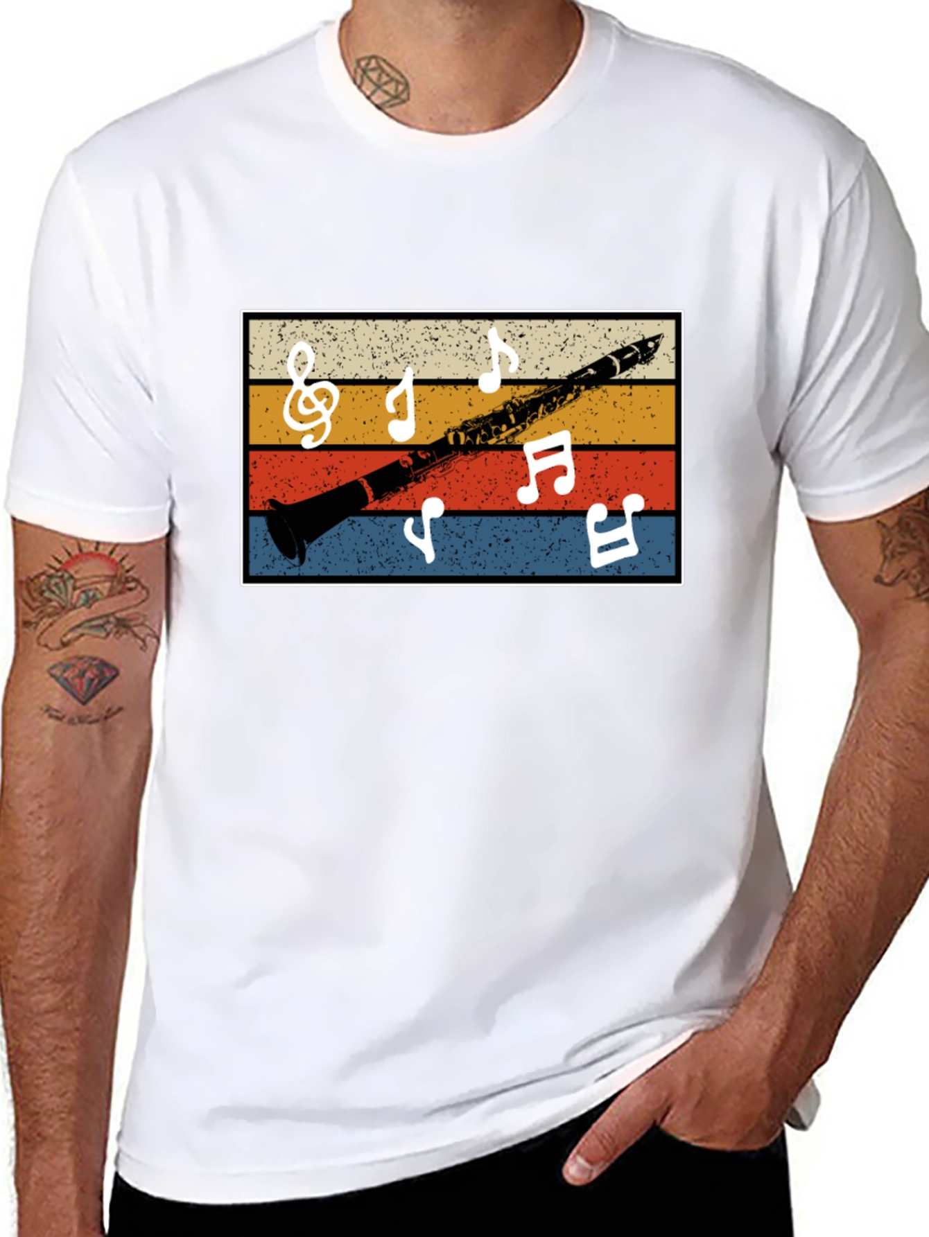 Retro Clarinet Music Notes Tee