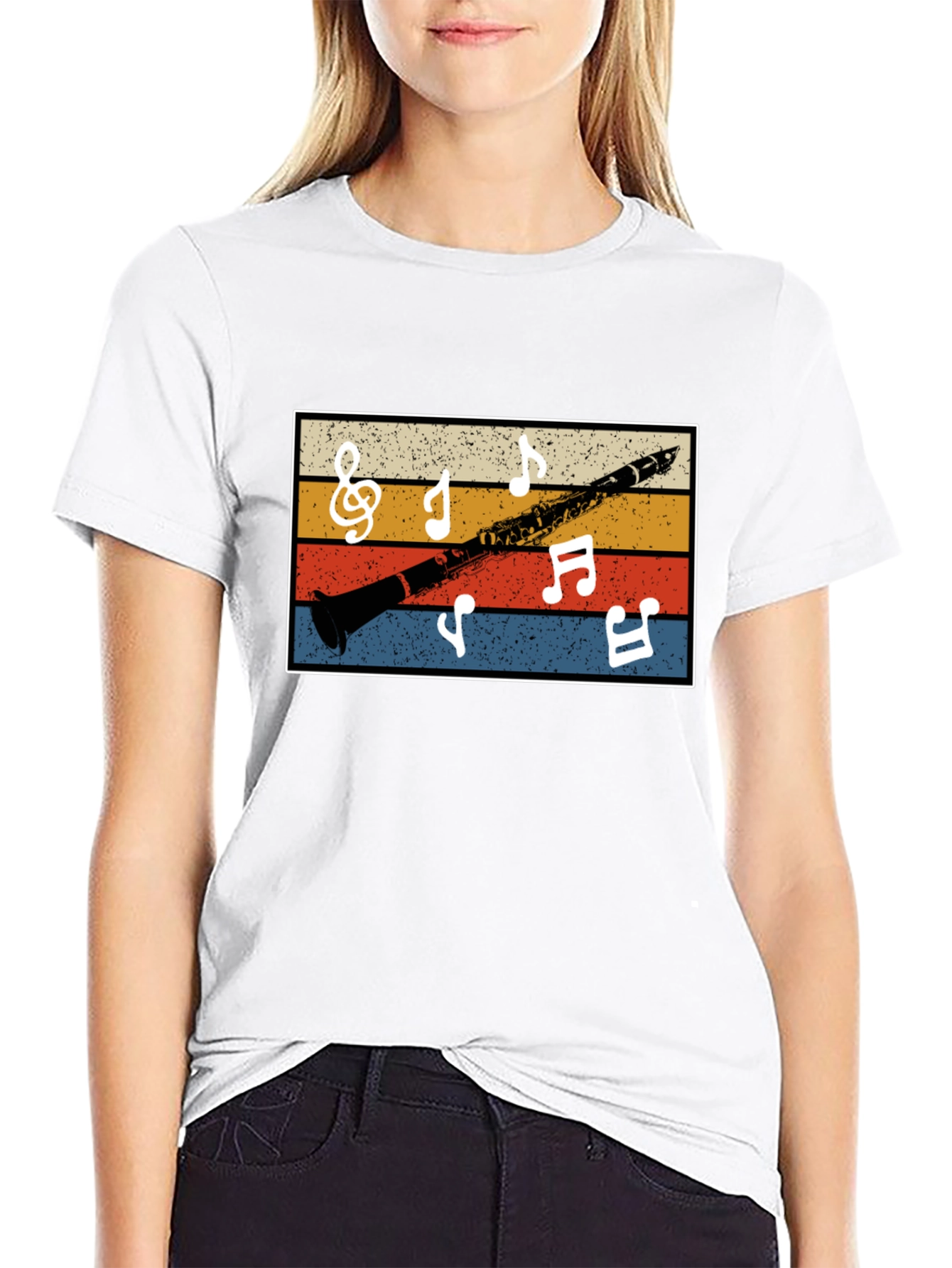 Retro Clarinet Music Notes Tee