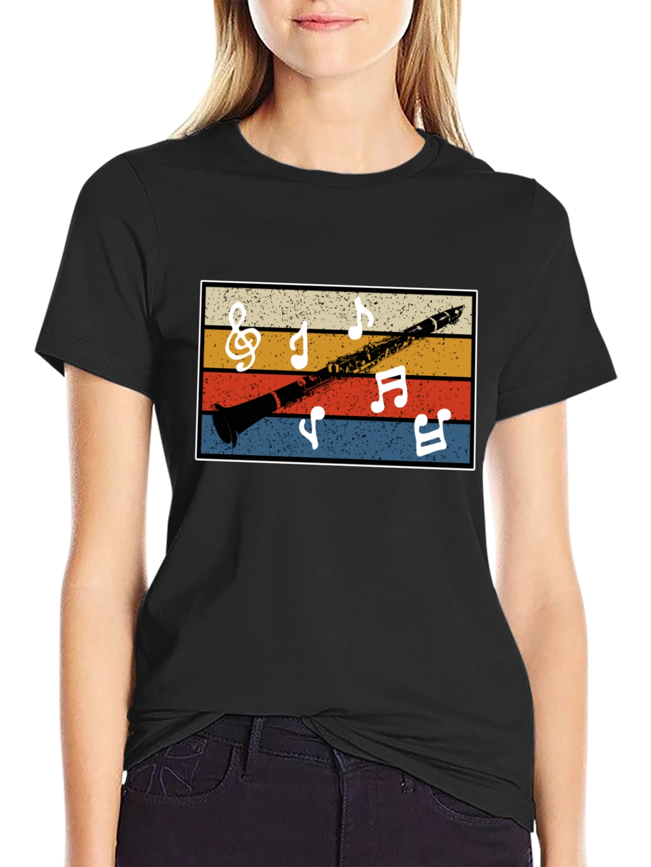 Retro Clarinet Music Notes Tee
