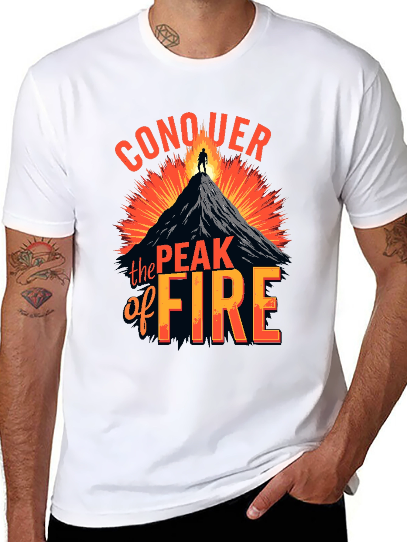 Conquer the Peak of Fire Graphic Tee