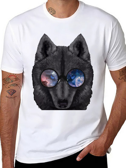 Wolf with Galaxy Eyes T-Shirt - Mens Black Tee
