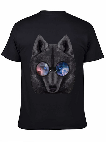 Wolf with Galaxy Eyes T-Shirt - Mens Black Tee