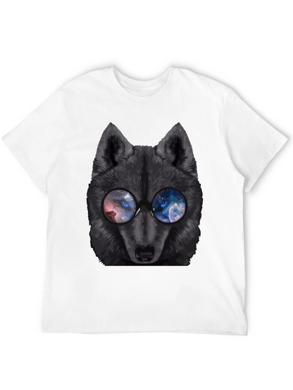Wolf with Galaxy Eyes T-Shirt - Mens Black Tee