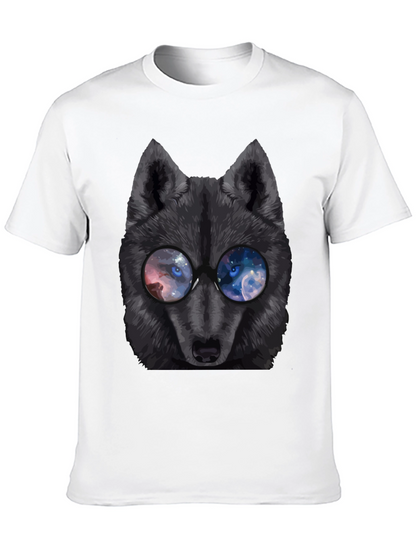 Wolf with Galaxy Eyes T-Shirt - Mens Black Tee