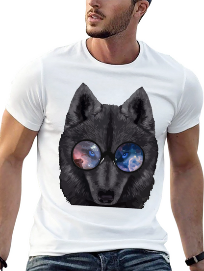 Wolf with Galaxy Eyes T-Shirt - Mens Black Tee
