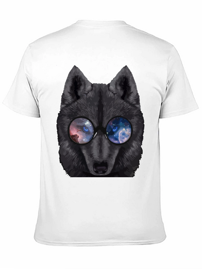 Wolf with Galaxy Eyes T-Shirt - Mens Black Tee