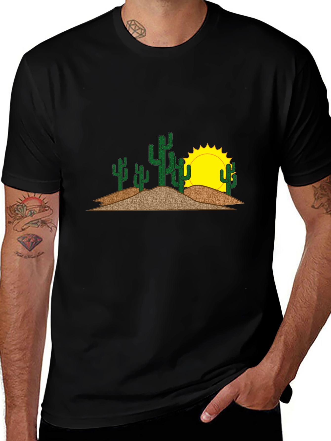 Cactus & Sun Graphic Tee - Black