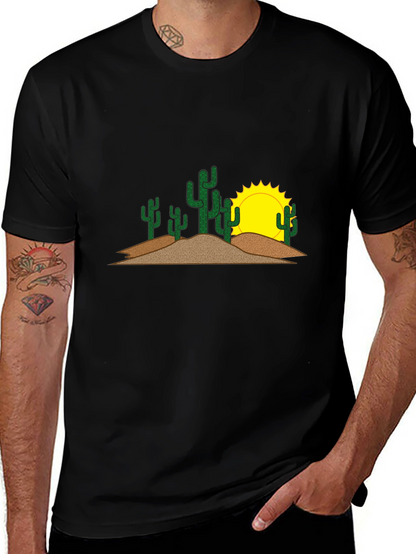 Cactus & Sun Graphic Tee - Black