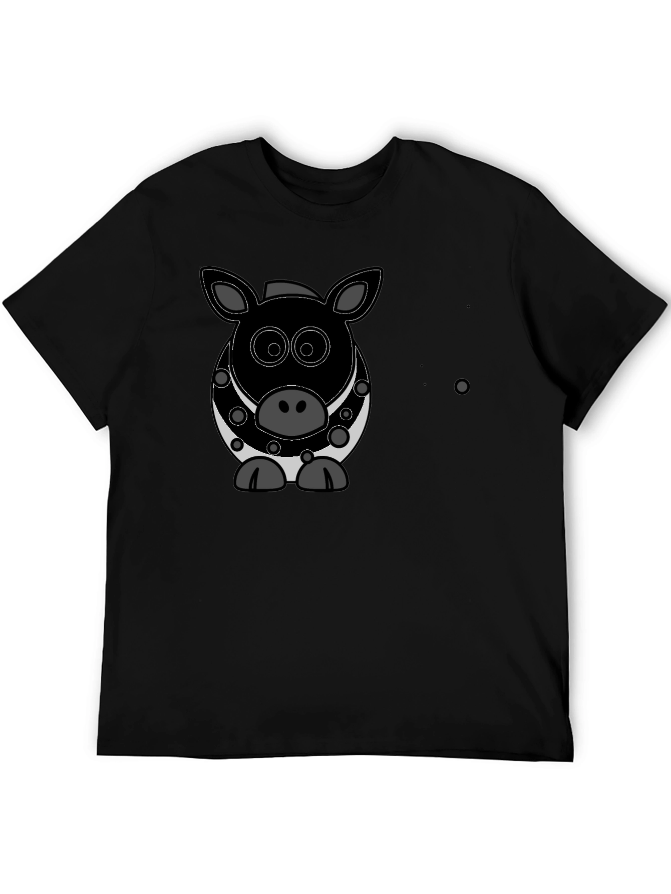 Cartoon Pig Graphic Black T-Shirt