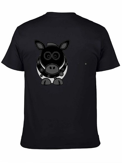 Cartoon Pig Graphic Black T-Shirt