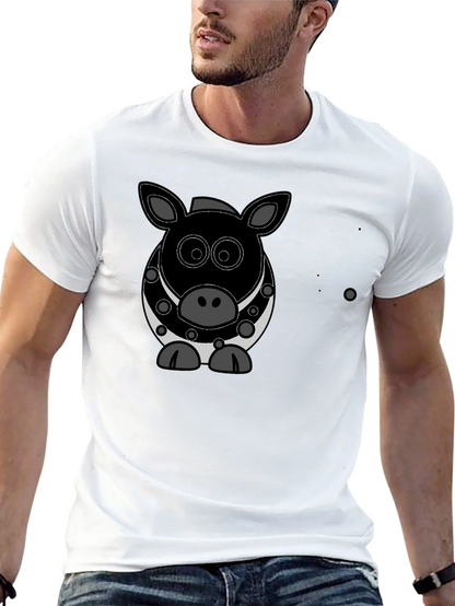 Cartoon Pig Graphic Black T-Shirt
