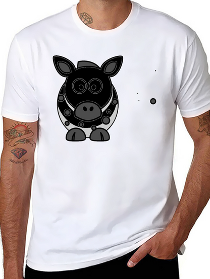 Cartoon Pig Graphic Black T-Shirt