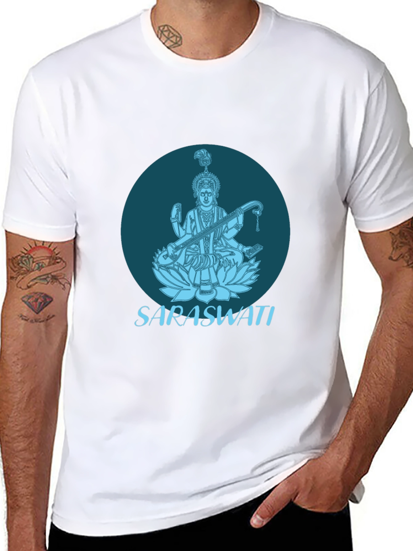 Saraswati Graphic Tee - Black Cotton T-Shirt