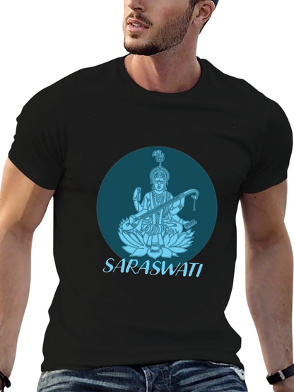 Saraswati Graphic Tee - Black Cotton T-Shirt