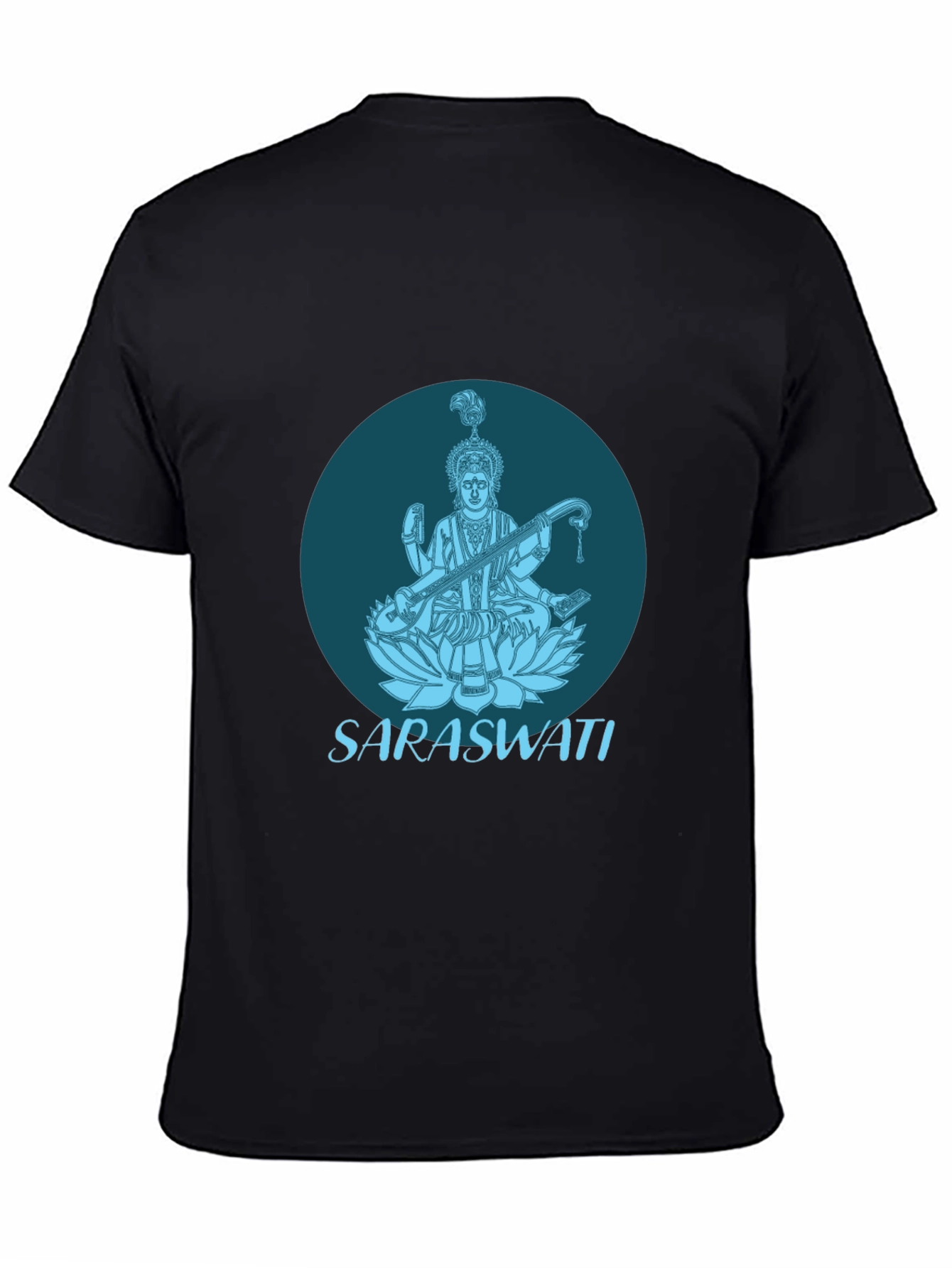 Saraswati Graphic Tee - Black Cotton T-Shirt