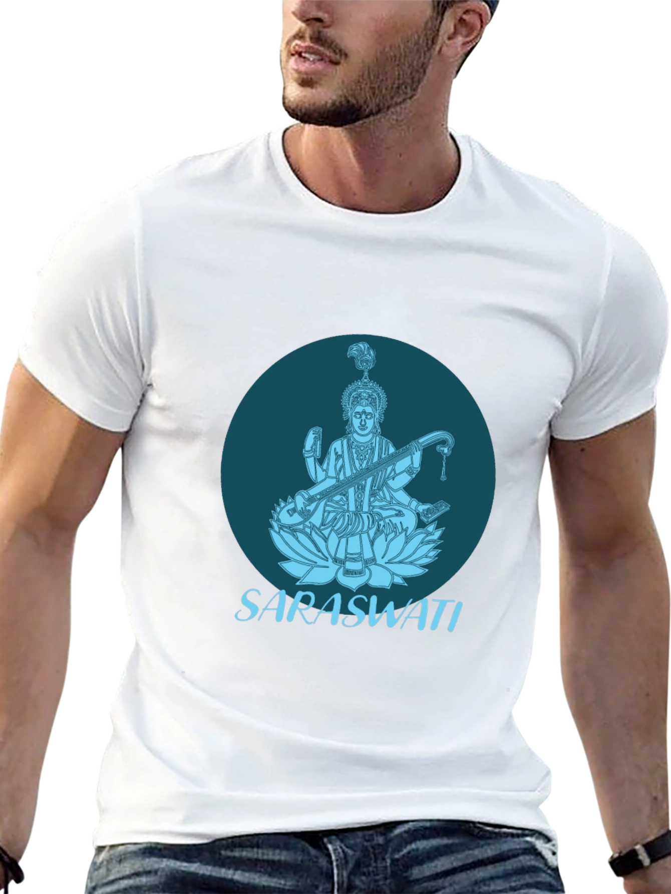 Saraswati Graphic Tee - Black Cotton T-Shirt